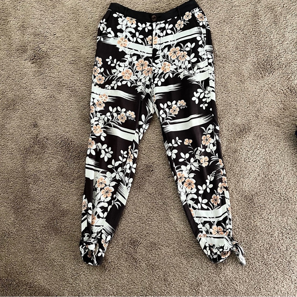 NWT Anthropologie Elevenses Wildflower Joggers Floral Tapered Pants